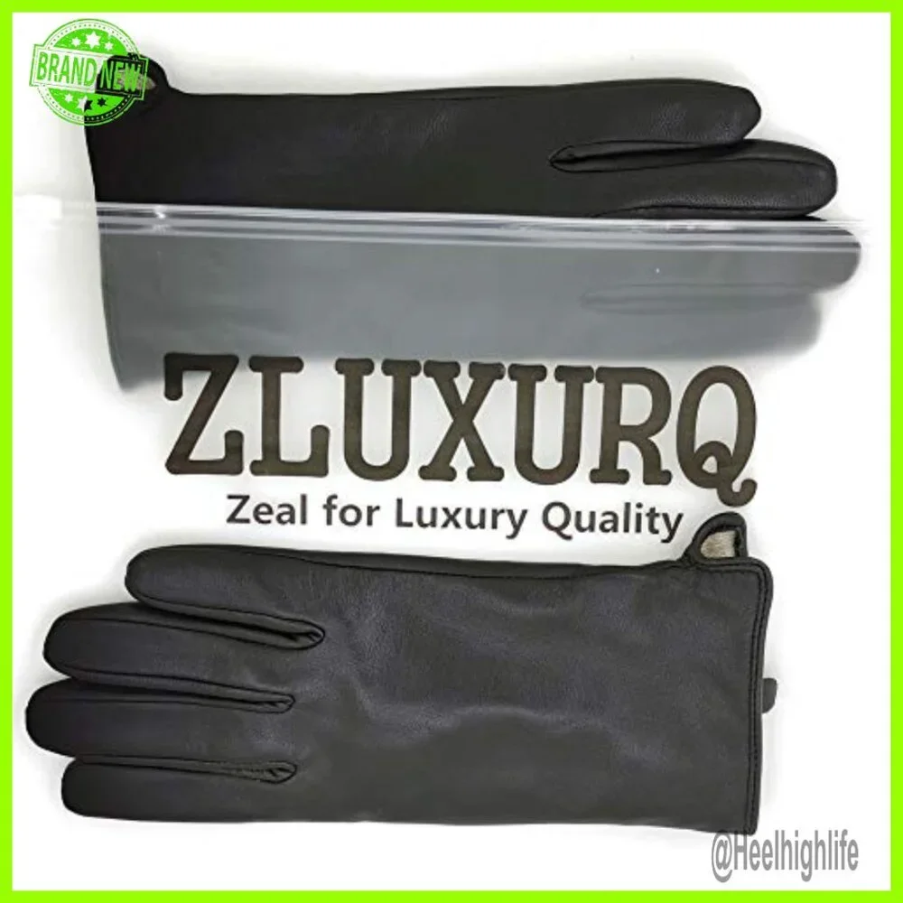 Soft Lambskin Leather Touchscreen Winter Driving Gloves Cashmere Lined